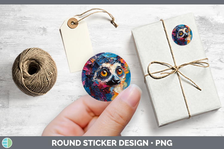 BS05 Thick Paint Lemur Stickers | Round Labels Designs