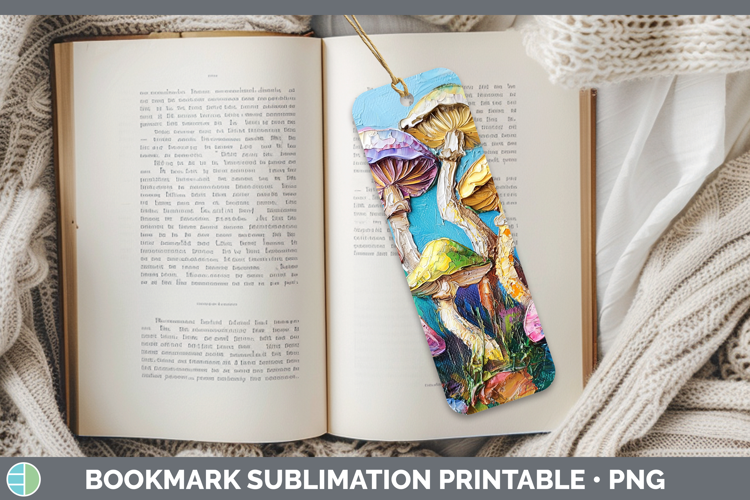 BS05 Thick Paint Mushroom Bookmark Sublimation Printable Des