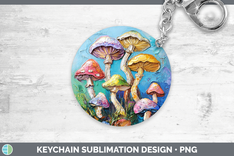 BS05 Thick Paint Mushroom Keychain Sublimation Keyring Desig