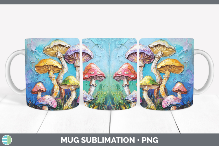 BS05 Thick Paint Mushroom Mug Wrap Sublimation Coffee Cup De