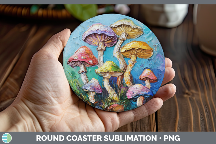 BS05 Thick Paint Mushroom Round Coaster Sublimation Coaster