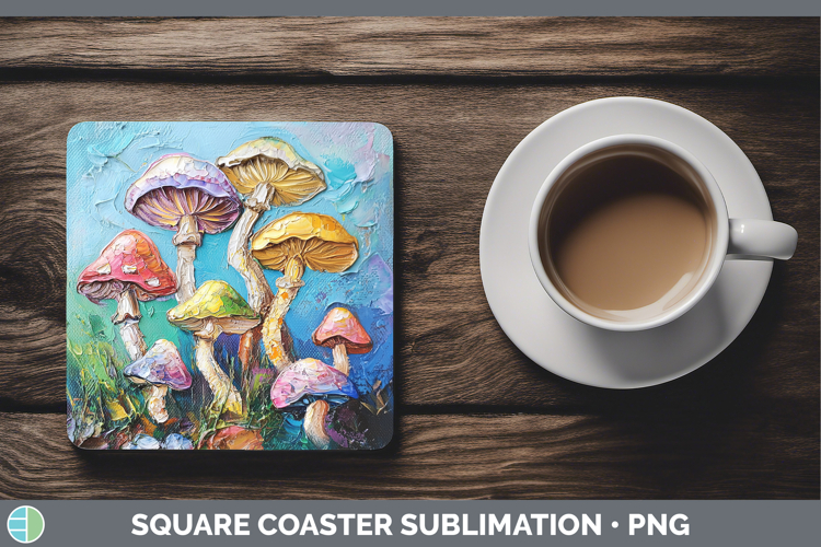 BS05 Thick Paint Mushroom Square Coaster Sublimation Coaster