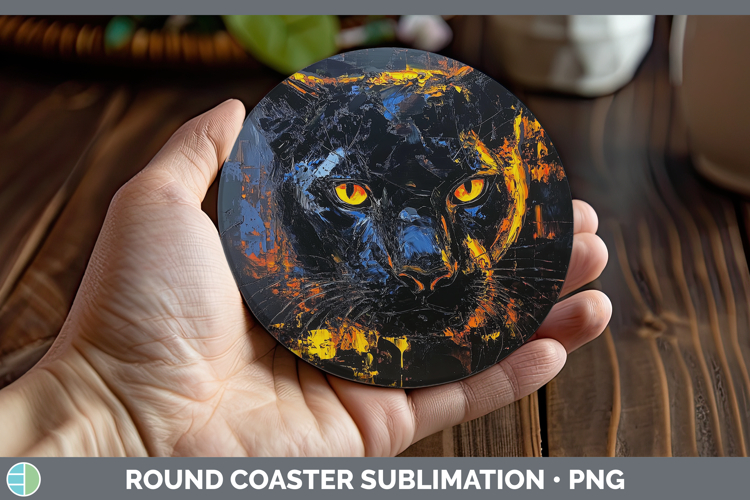 BS05 Thick Paint Panther Round Coaster Sublimation Coaster D