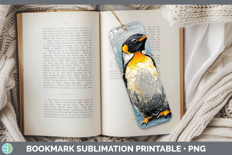 BS05 Thick Paint Penguin Bookmark Sublimation Printable Desi