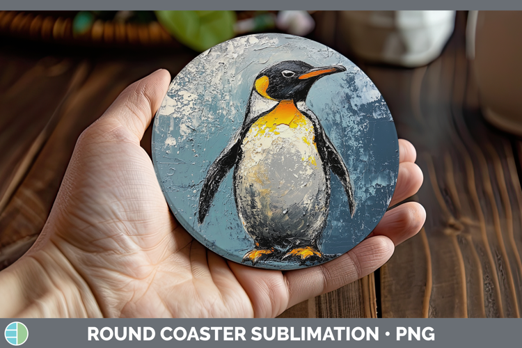 BS05 Thick Paint Penguin Round Coaster Sublimation Coaster D