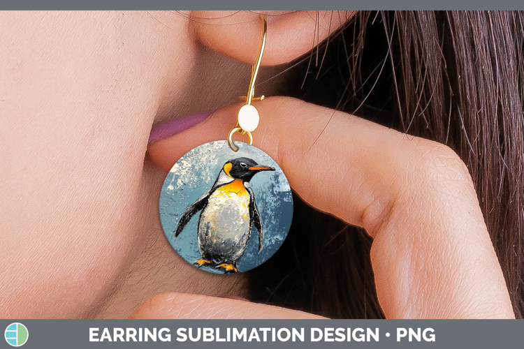 BS05 Thick Paint Penguin Round Earrings Sublimation Earrings
