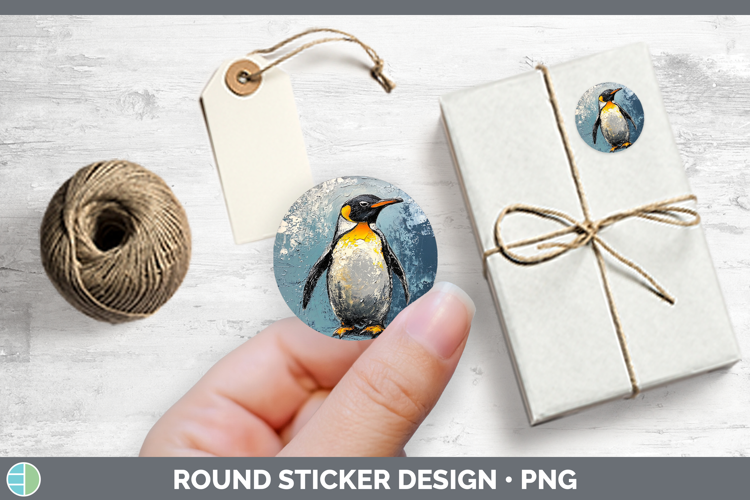 BS05 Thick Paint Penguin Stickers | Round Labels Designs