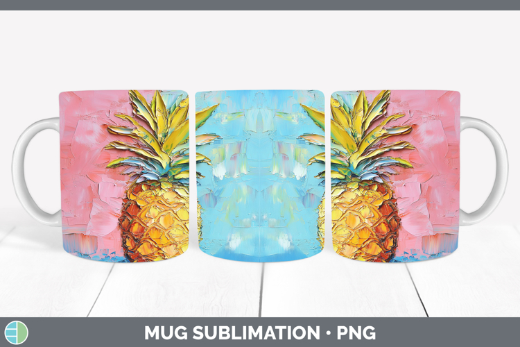BS05 Thick Paint Pineapple Mug Wrap Sublimation Coffee Cup D