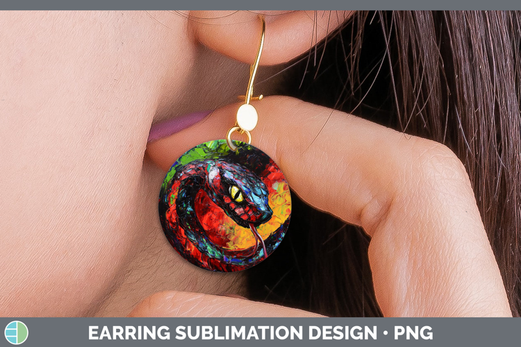 BS05 Thick Paint Snake Round Earrings Sublimation Earrings D