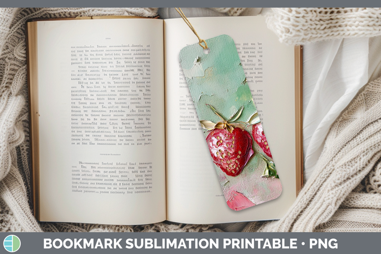 BS05 Thick Paint Strawberry Bookmark Sublimation Printable D