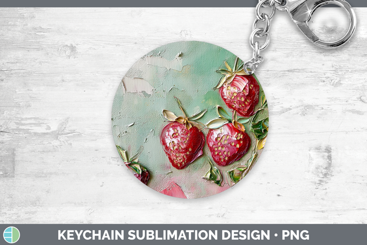 BS05 Thick Paint Strawberry Keychain Sublimation Keyring Des