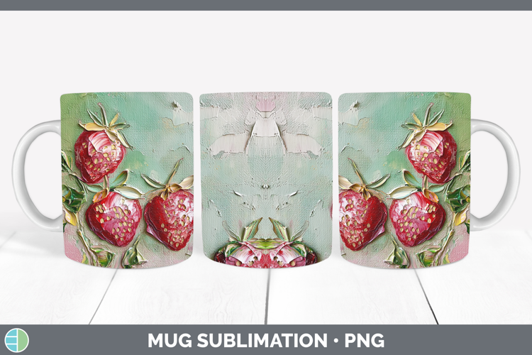 BS05 Thick Paint Strawberry Mug Wrap Sublimation Coffee Cup