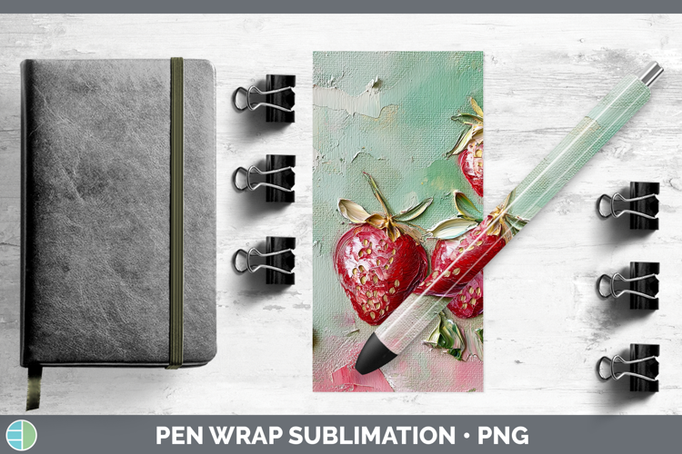 BS05 Thick Paint Strawberry Pen Wrap Sublimation Pen Designs