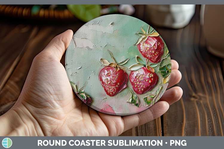 BS05 Thick Paint Strawberry Round Coaster Sublimation Coaste
