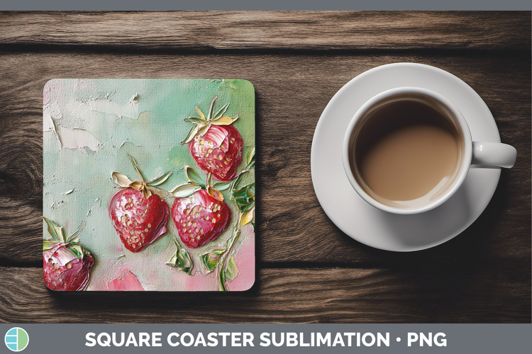 BS05 Thick Paint Strawberry Square Coaster Sublimation Coast