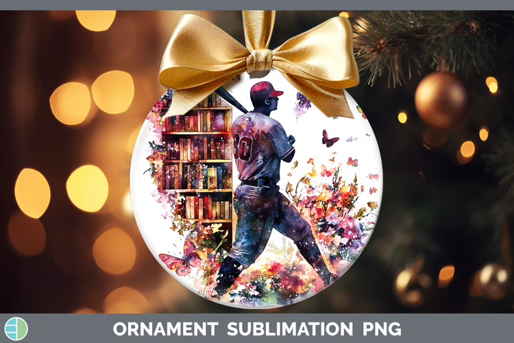 BS06 Bookshelf Baseball Ornament Sublimation Bauble Designs