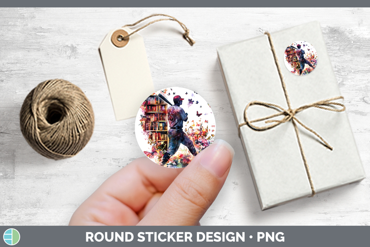 BS06 Bookshelf Baseball Stickers | Round Labels Designs