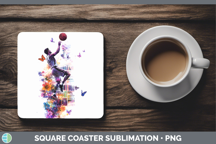BS06 Bookshelf Basketball Square Coaster Sublimation Coaster