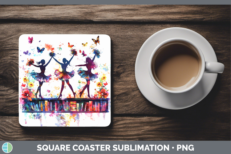 BS06 Bookshelf Female Cheerleader Square Coaster Sublimation