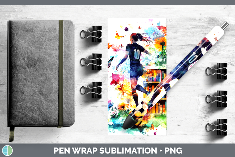 BS06 Bookshelf Female Soccer Pen Wrap Sublimation Pen Design
