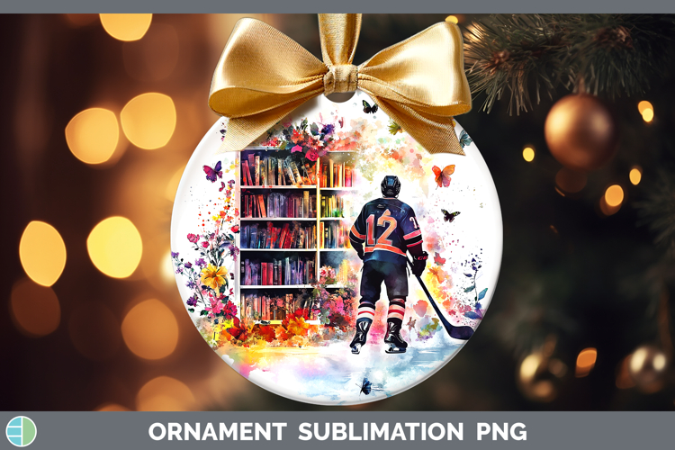 BS06 Bookshelf Hockey Ornament Sublimation Bauble Designs