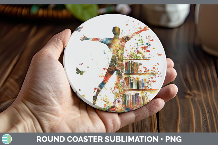 BS06 Bookshelf Male Gymnast Round Coaster Sublimation Coaste