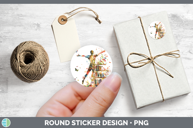 BS06 Bookshelf Male Gymnast Stickers | Round Labels Designs