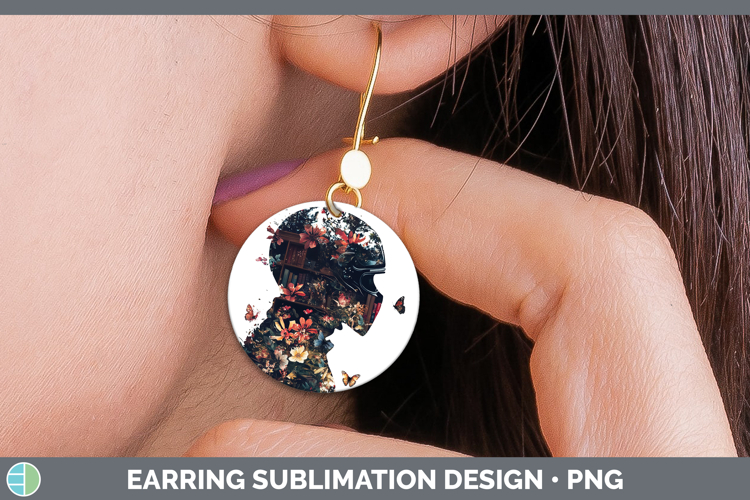 BS06 Bookshelf Male Race Car Driver Round Earrings Sublimati
