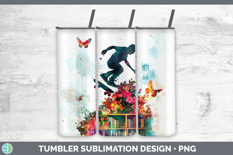 BS06 Bookshelf Male Skateboarder Tumbler Sublimation 20 oz S