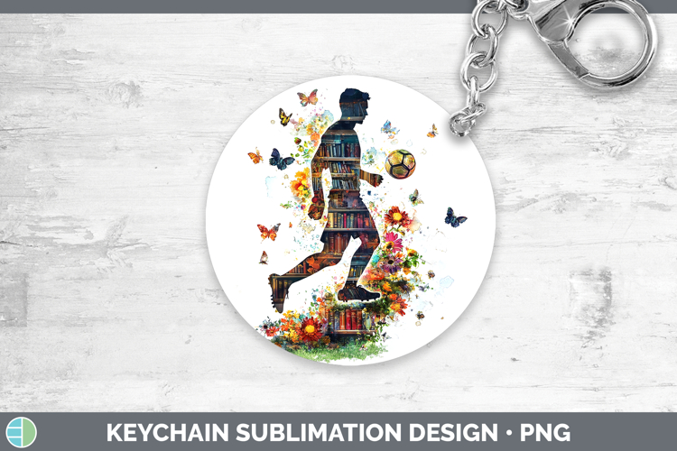BS06 Bookshelf Male Soccer Keychain Sublimation Keyring Desi