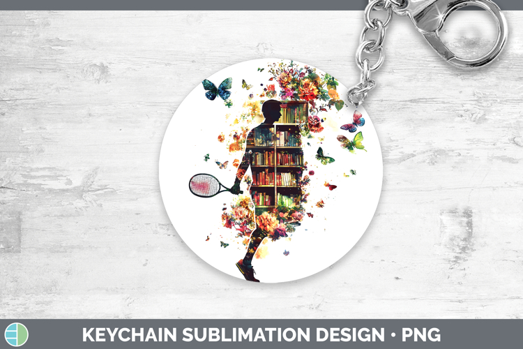 BS06 Bookshelf Male Tennis Keychain Sublimation Keyring Desi