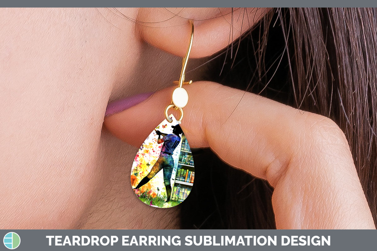 BS06 Bookshelf Softball Teardrop Earrings Sublimation Earrin