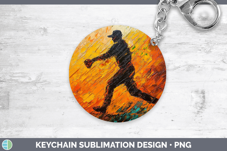 BS06 Thick Paint Baseball Keychain Sublimation Keyring Desig