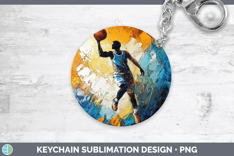 BS06 Thick Paint Basketball Keychain Sublimation Keyring Des