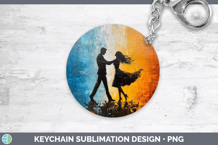 BS06 Thick Paint Dancing Couple Keychain Sublimation Keyring