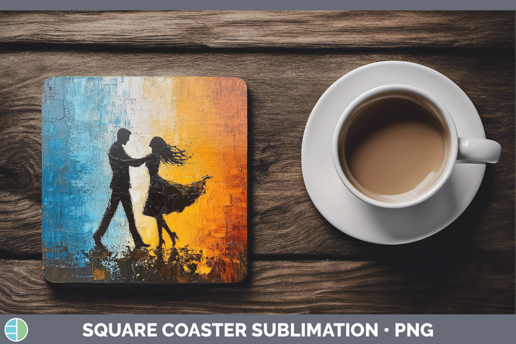 BS06 Thick Paint Dancing Couple Square Coaster Sublimation C