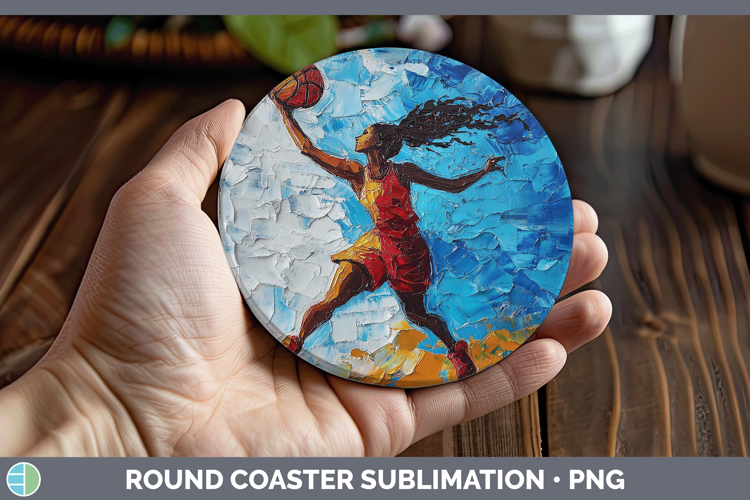 BS06 Thick Paint Female Basketball Round Coaster Sublimation