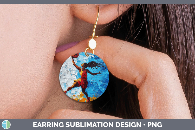 BS06 Thick Paint Female Basketball Round Earrings Sublimatio