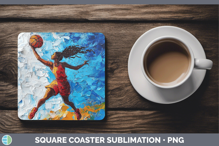 BS06 Thick Paint Female Basketball Square Coaster Sublimatio