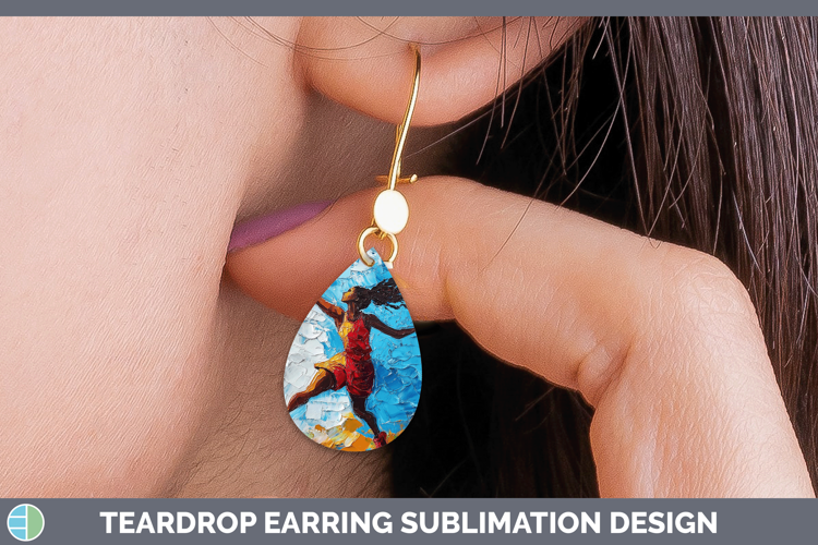 BS06 Thick Paint Female Basketball Teardrop Earrings Sublima
