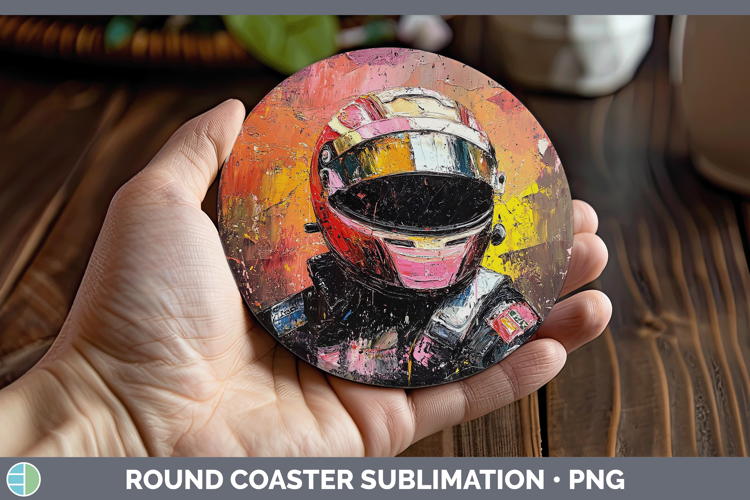 BS06 Thick Paint Female Race Car Driver Round Coaster Sublim