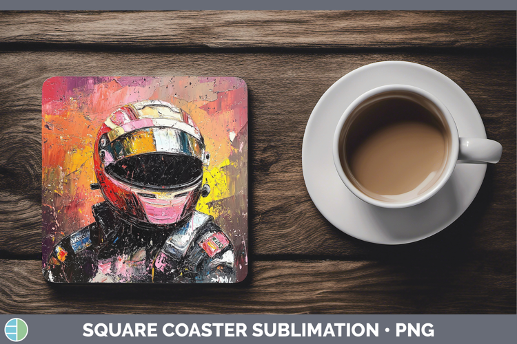 BS06 Thick Paint Female Race Car Driver Square Coaster Subli