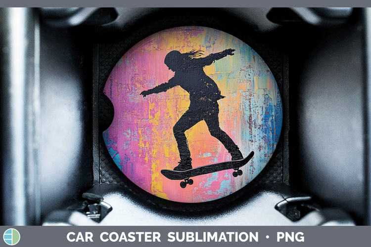 BS06 Thick Paint Female Skateboarder Car Coaster Sublimation