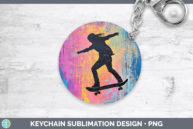 BS06 Thick Paint Female Skateboarder Keychain Sublimation Ke