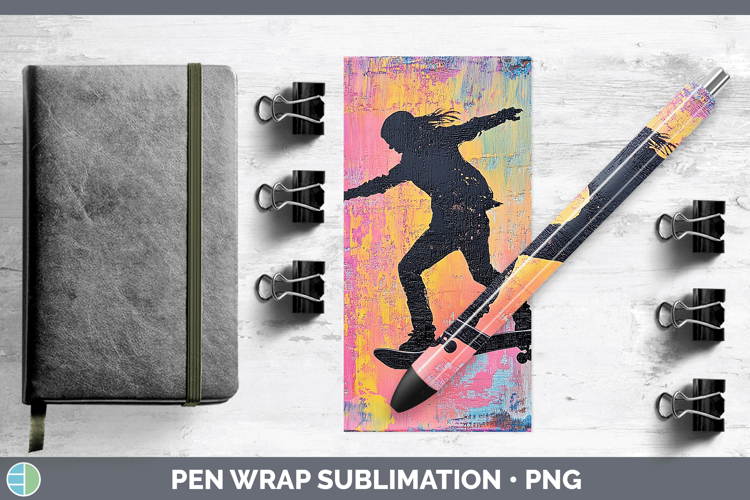 BS06 Thick Paint Female Skateboarder Pen Wrap Sublimation Pe