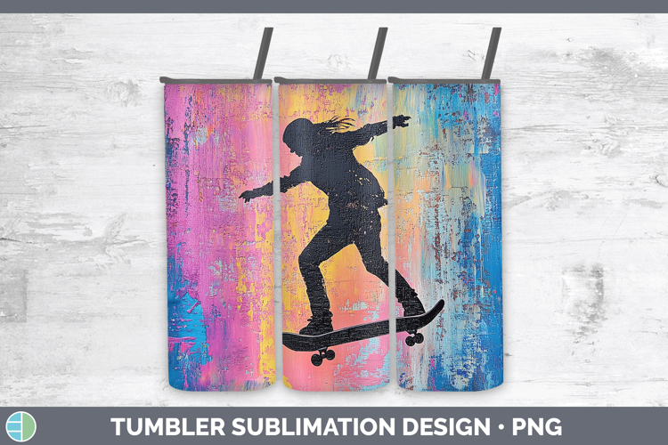 BS06 Thick Paint Female Skateboarder Tumbler Sublimation 20