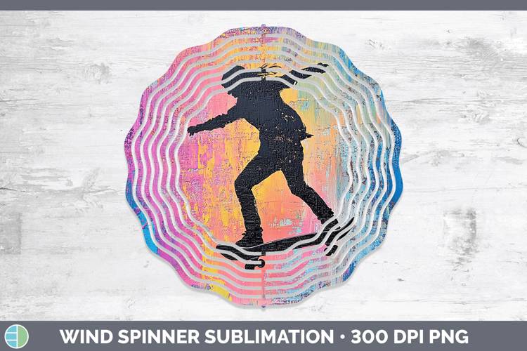 BS06 Thick Paint Female Skateboarder Wind Spinner Sublimatio