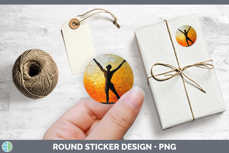 BS06 Thick Paint Male Gymnast Stickers | Round Labels Design