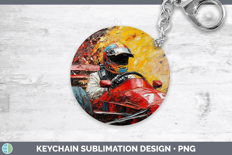 BS06 Thick Paint Male Race Car Driver Keychain Sublimation K