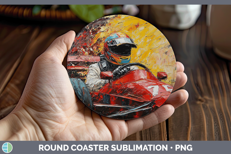 BS06 Thick Paint Male Race Car Driver Round Coaster Sublimat